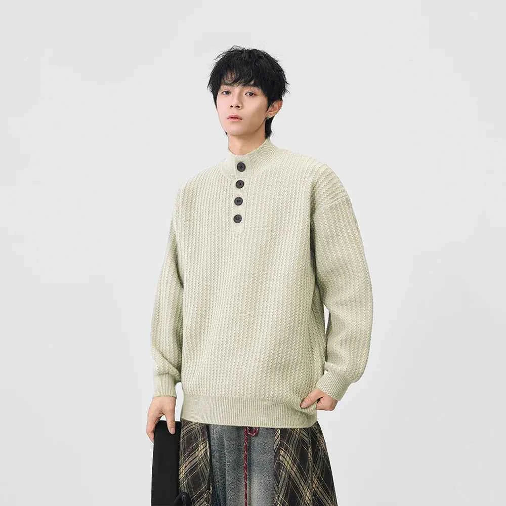 Cozy Mock Neck Waffle Knit Jumper Sweater