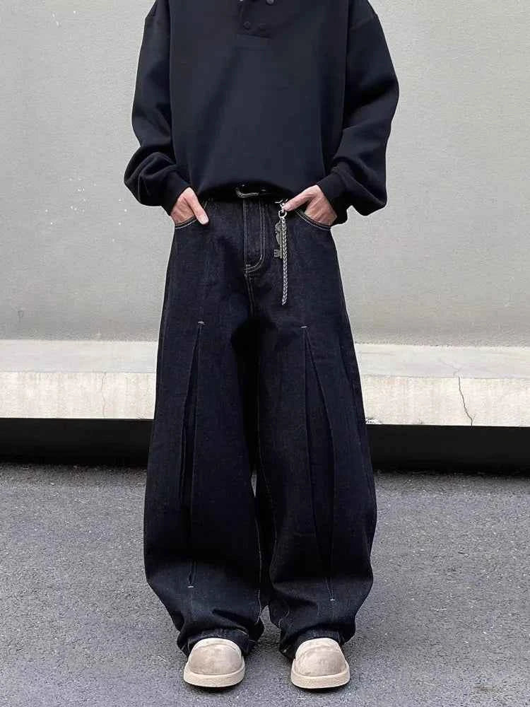 Wardrobe Staple Black Baggy Wide Leg Denim Jeans