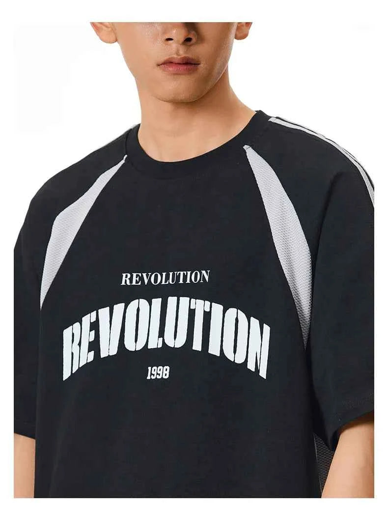 Casual Mesh Splice Printed Cityboy T-Shirt