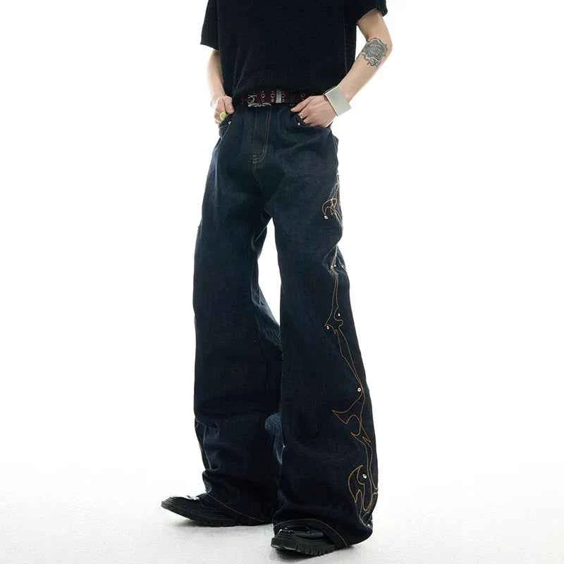 High-Quality Personalized Embroidery Wide Leg Jeans