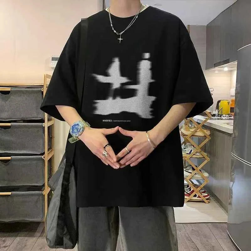 Streetwear Casual Korean Print Oversized T-Shirt