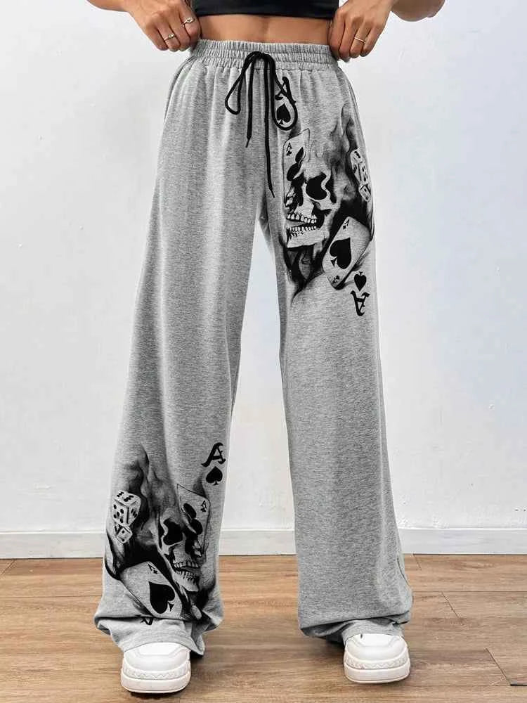 Dark Gothic Drawstring Loose Straight SweatPants