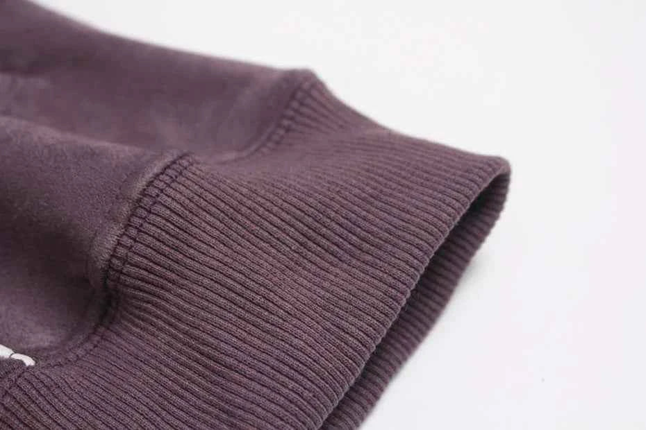 Striped Vintage Suede Loose Fit Hooded Sweatshirt