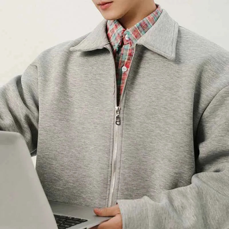 Men Solid Color Korean Style Casual Jacket