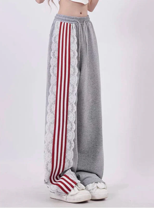 Essential High Waist Drawstring Straight Leg Sweatpants - Luxuryurbanwear