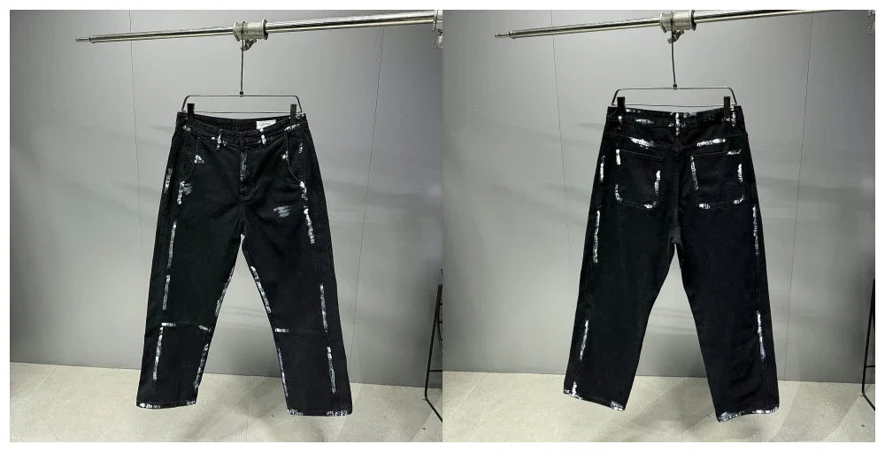 Ebony Black Splash Paint Style Pants