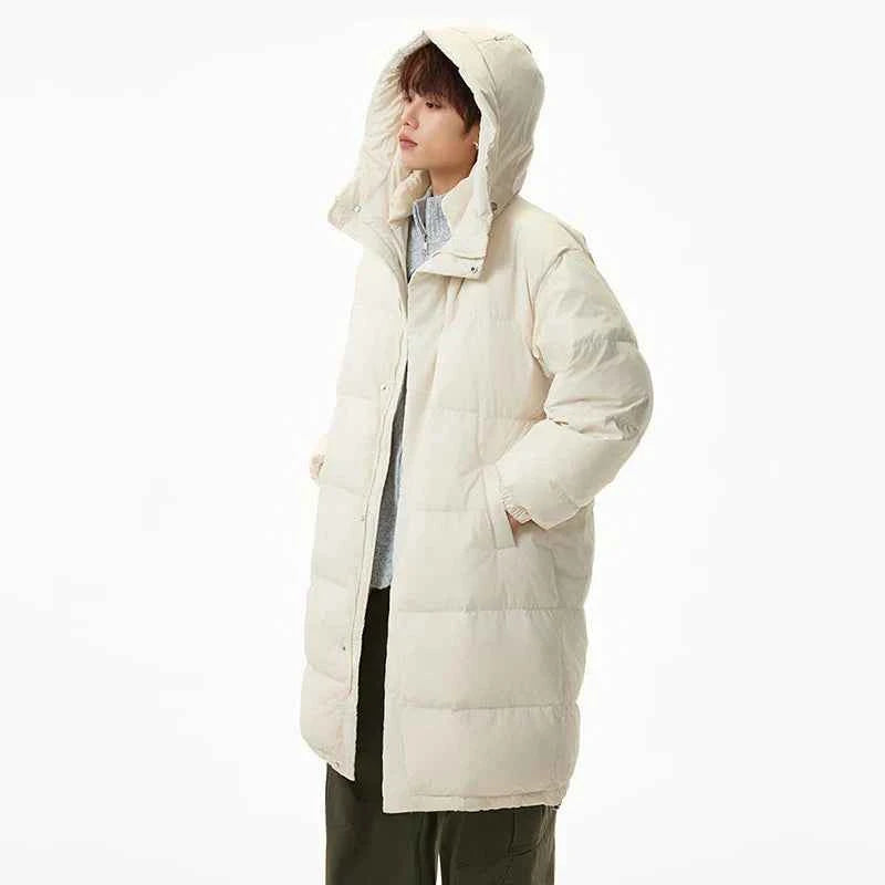 Fashionable Solid Color Hooded Puffer Zipper Coat