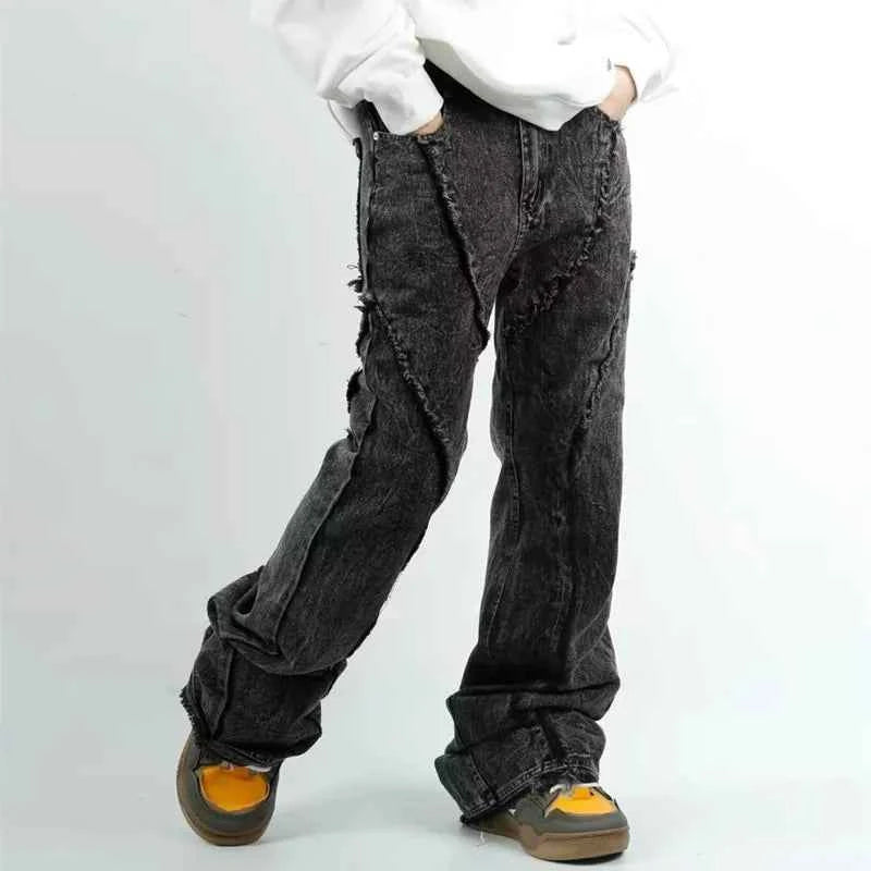 Cyber Washed Black Baggy Stacked Jeans