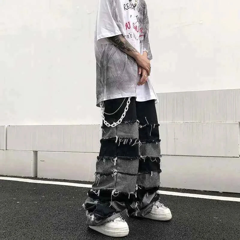 Darkwear Tassel Patchwork Denim Jeans