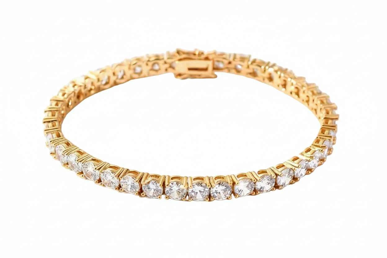 Pure Copper Zirconia Chain Bracelet - Luxury Artisan "Crown-Ice" Tennis Link