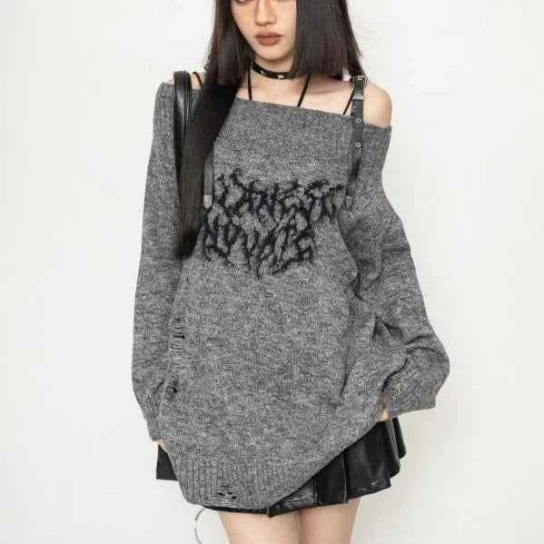 Gothic Off Shoulder Knitted Sweater