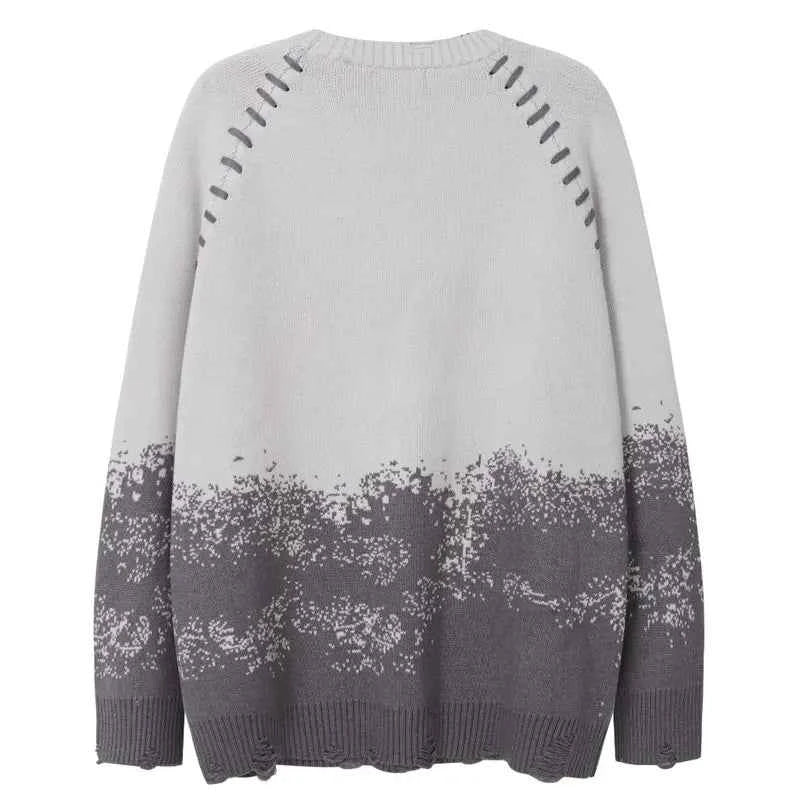Stylish Grunge Embroidered Ripped Sweater
