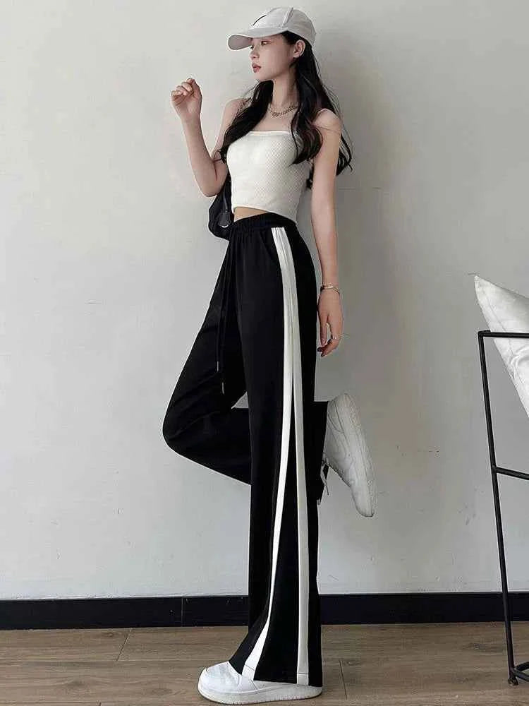Striped Panelled Loose Pants