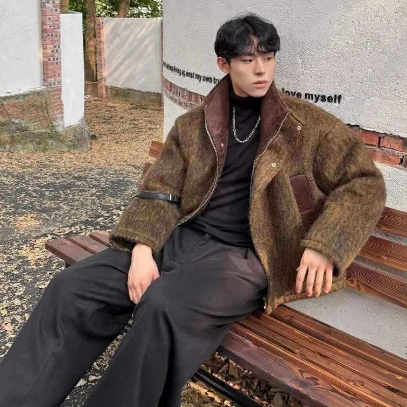 Trendy High Street Woolen Fur Jacket