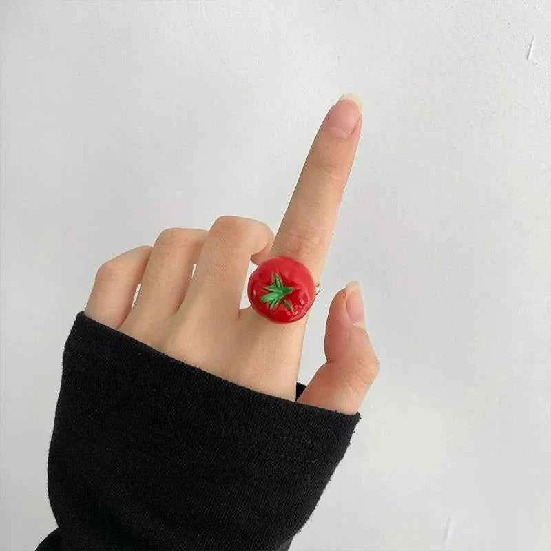 Colorful Tomato Cartoon Resin Rings