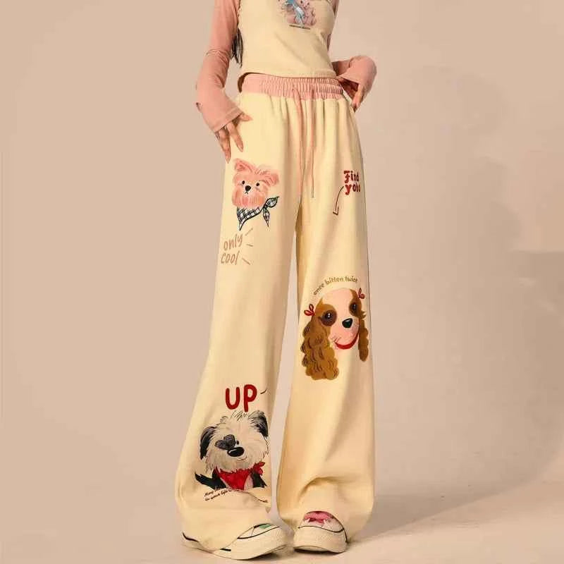 Sweet Wide Leg Elastic Waist Sweatpants