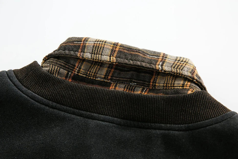 SP Two Pieces Plaid Pullover Sweatshirt