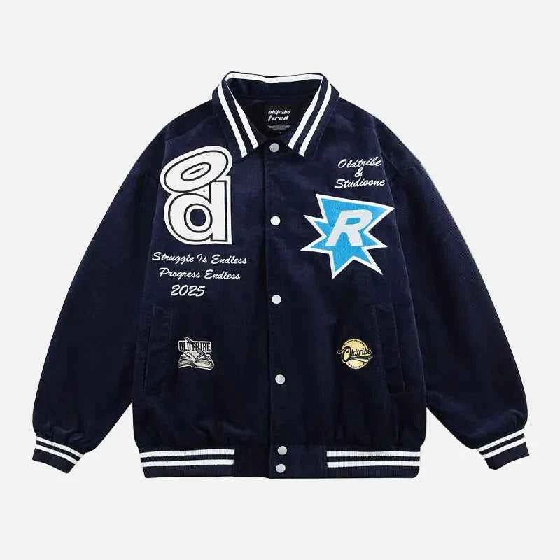 Y2K Autumn Corduroy Baseball Varsity Jacket