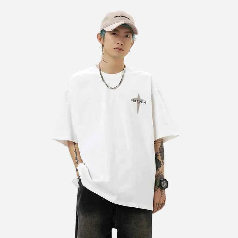 Y2K Oversized Freedom Hip Hop Print T-Shirt