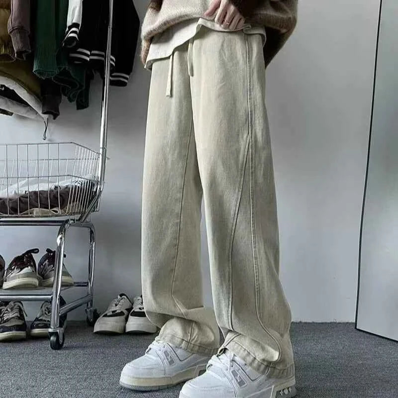 Streetwear American Style High Street Splicing Jeans
