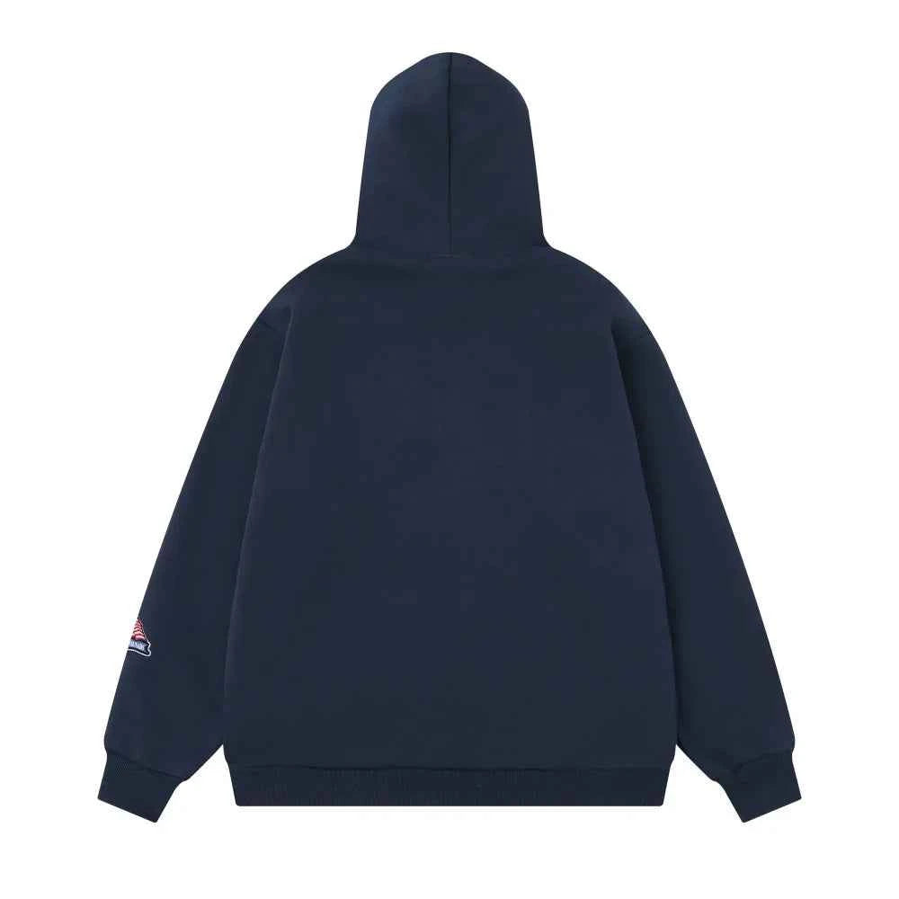 Retro Contrast Paneled Casual Front Pocket Hoodie