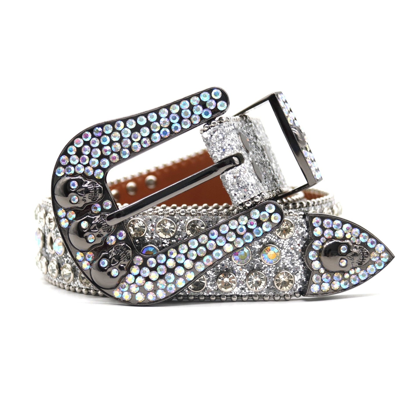 Skull & Diamond | Rhinestone Studded Belt - Luxuryurbanwear