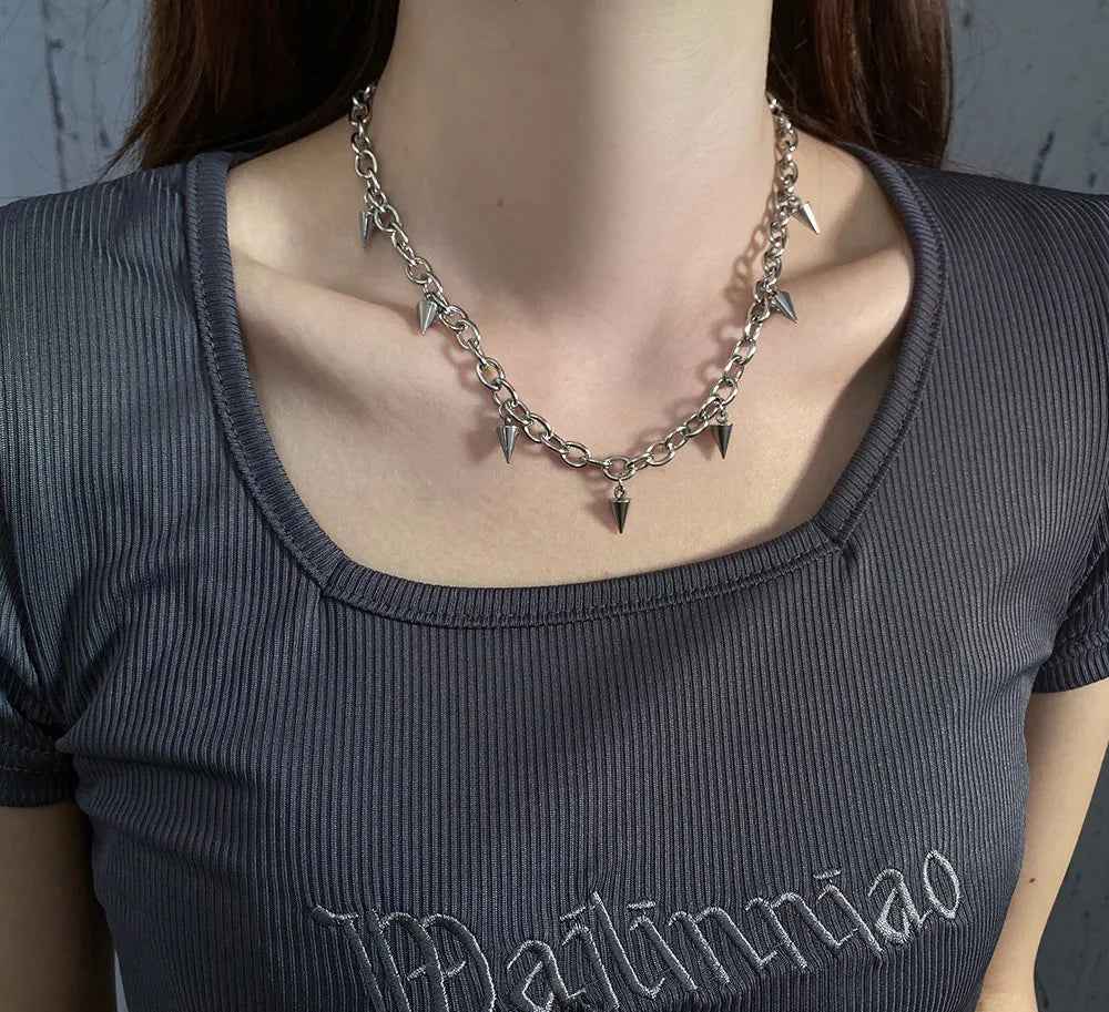 Rivet Titanium Steel Cone Pendant T-Shirt