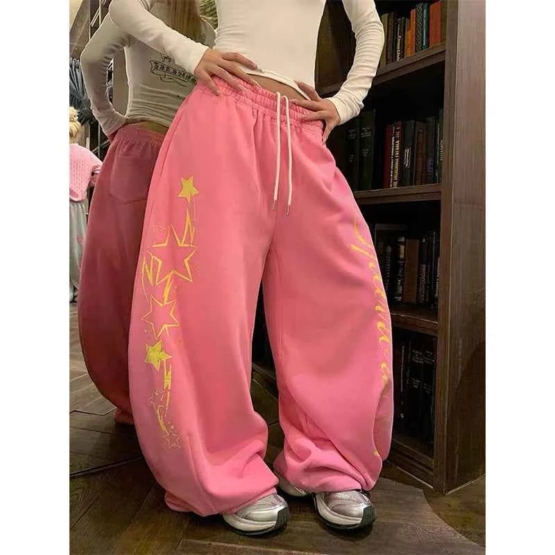 Japanese Style Oversize Pink Wide Leg Sweatpants