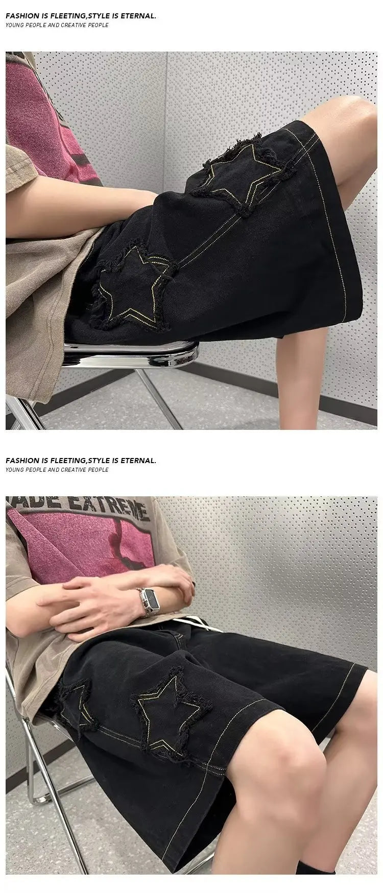 Pentagram Star Embroider Shorts