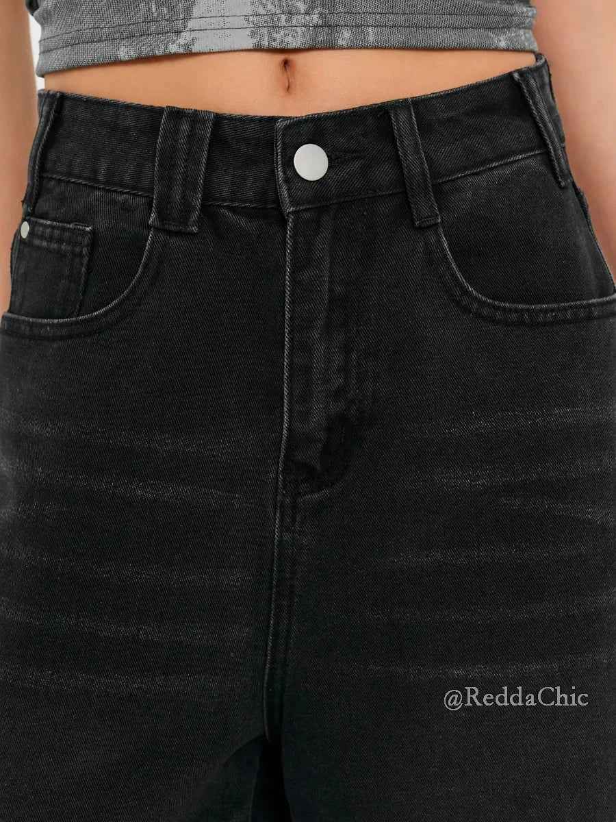 Women Cozy Soft Knit Black Denim Jorts