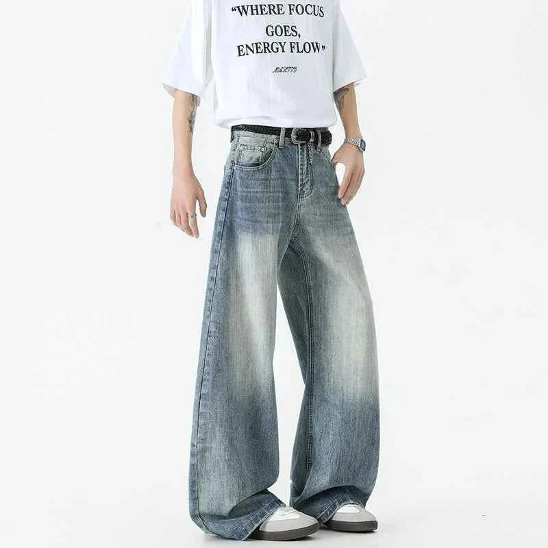 Durable Slightly Flared American Style Wide Leg Jeans