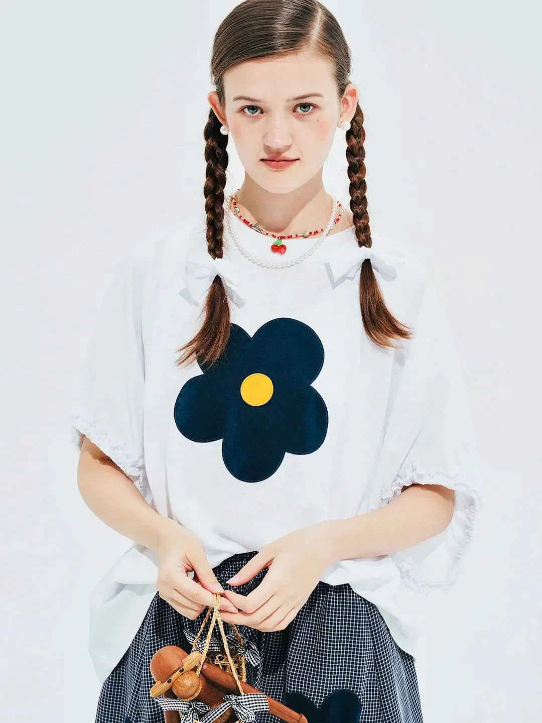 Y2K Floral Patch Loose Fit Summer T-Shirt
