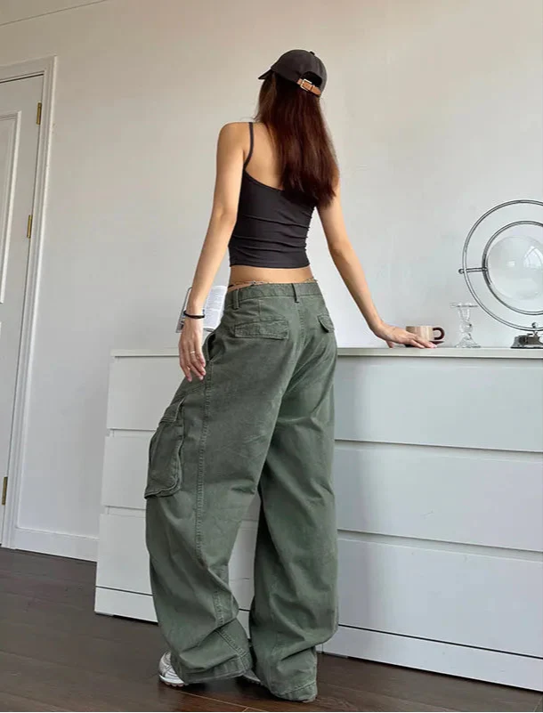 StreCool etear High Quality Green Wide Leg Bggy Jeans - Luxuryurbanwear