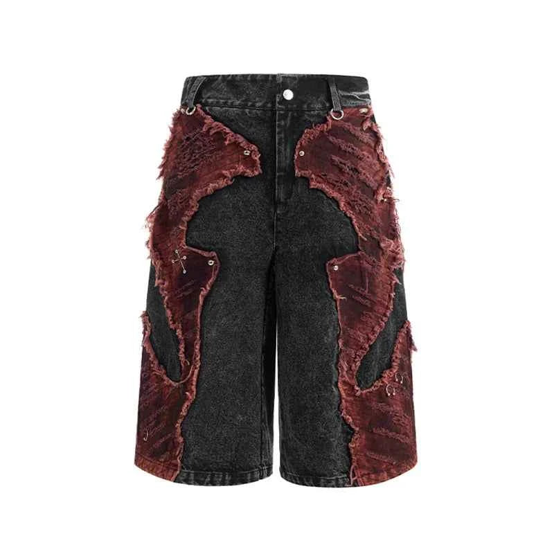 Vintage Patchwork Distressed Denim Jorts