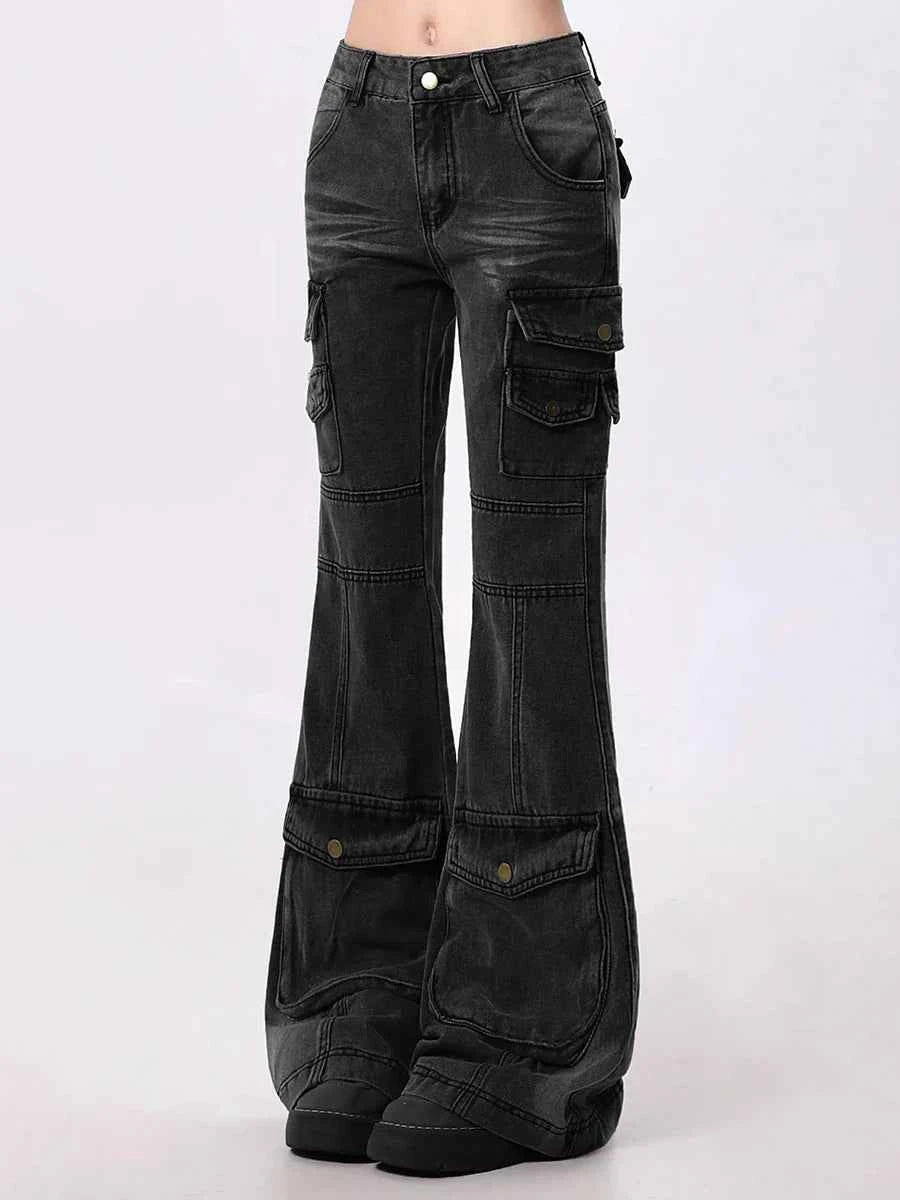 Insulated Cool Slim Fit Black Cargo Jeans