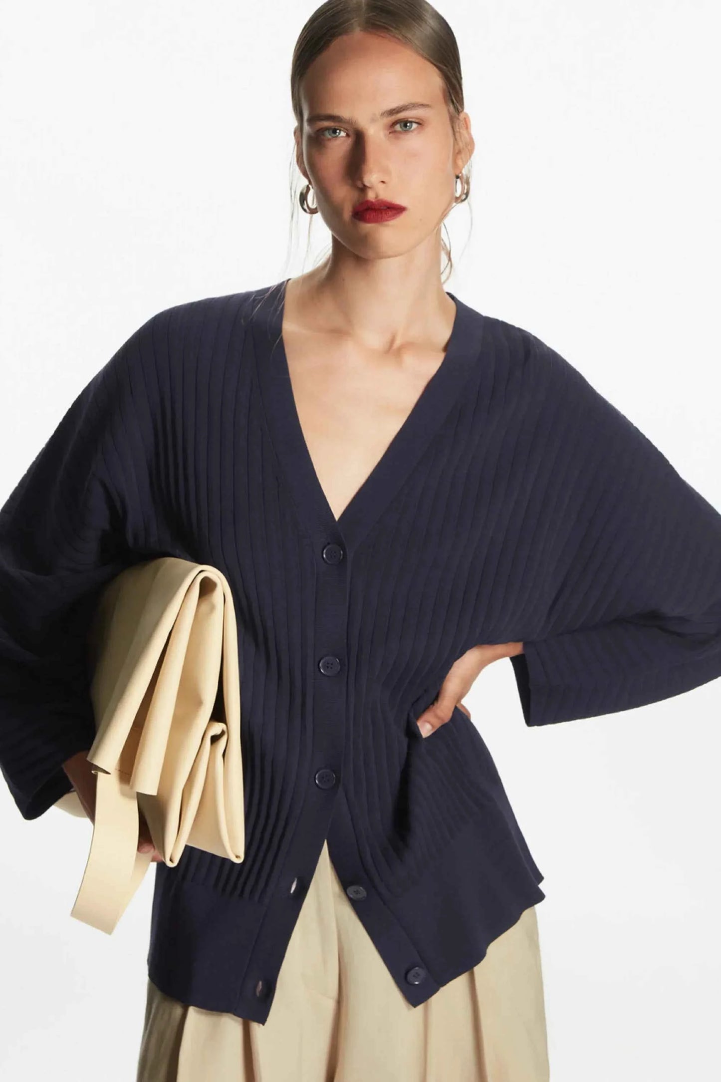 Vintage Ethereal Autumn Ribbed Long Sleeves Cardigan
