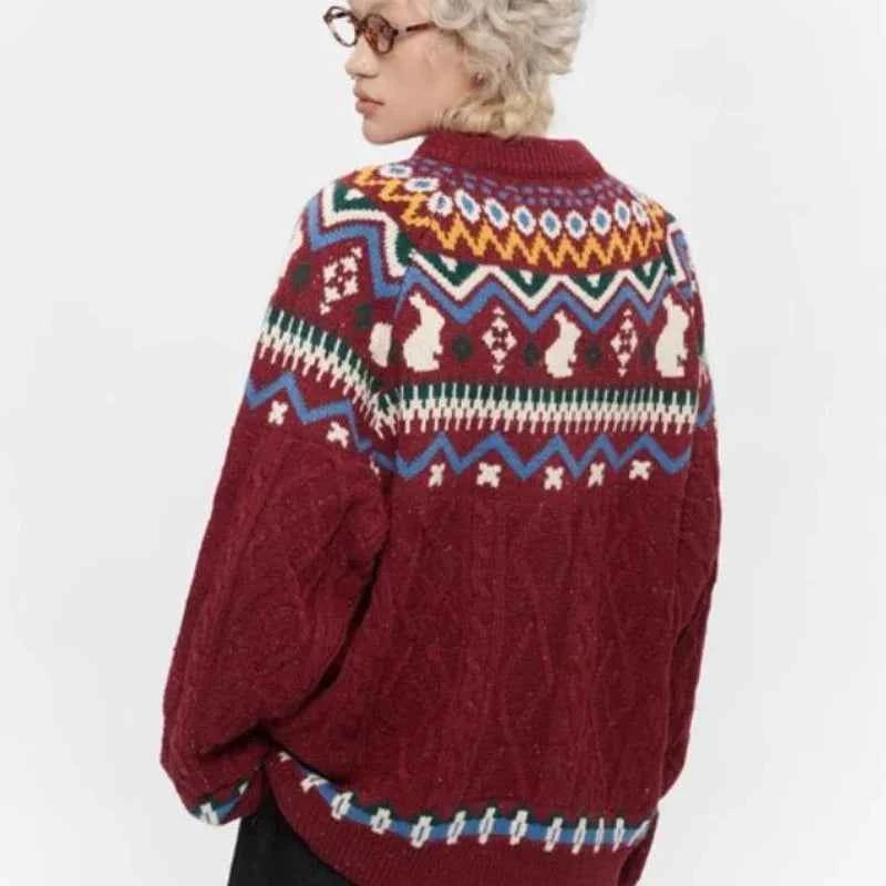 Vintage Trendy Japanese Style Knit Sweater