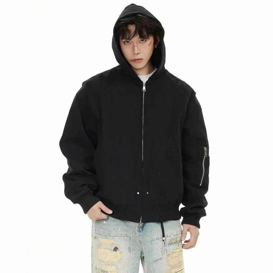 Elevated Modern Casual Hooded Bomber Jacket