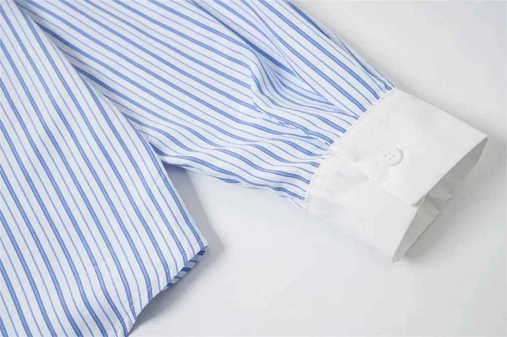 Stylish Embroidered Striped Long Sleeve Shirt