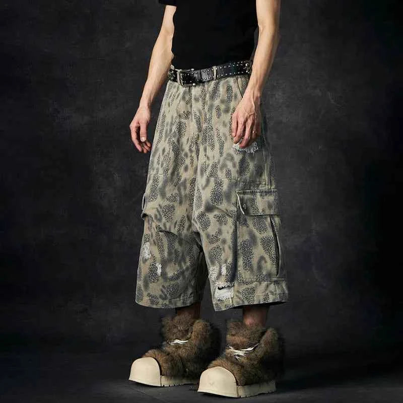 High Quality Leopard Print Cropped Jorts