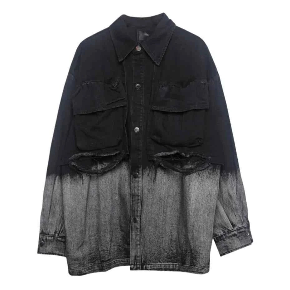 Cool Streetwear Vintage Gradient Denim Jacket