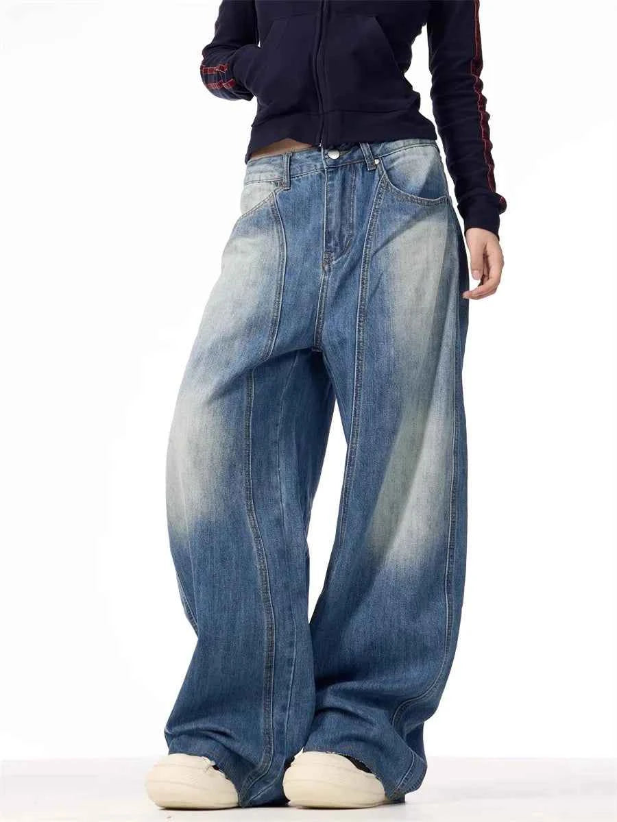Wardrobe Staple Lightning Pattern Wide Leg Jeans