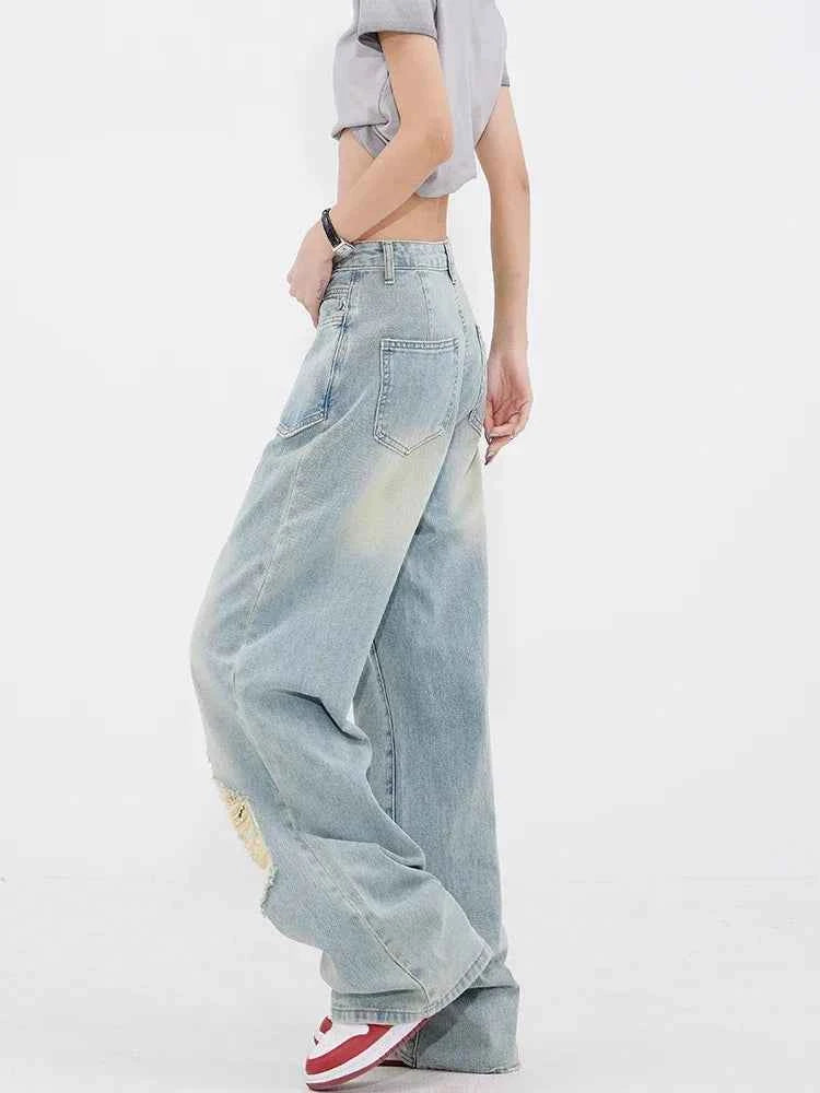 Vintage Cutting High Waist Wide Leg Jeans