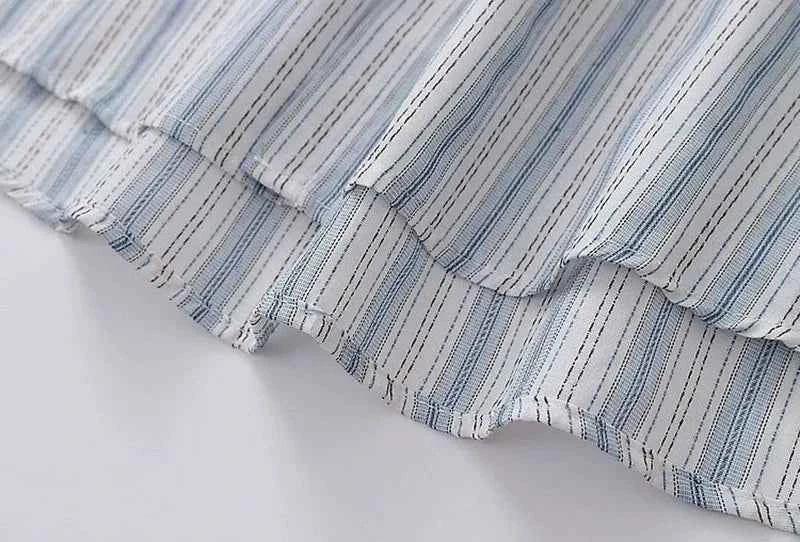 Casual Striped Dog Embroidered Long Sleeve Shirt