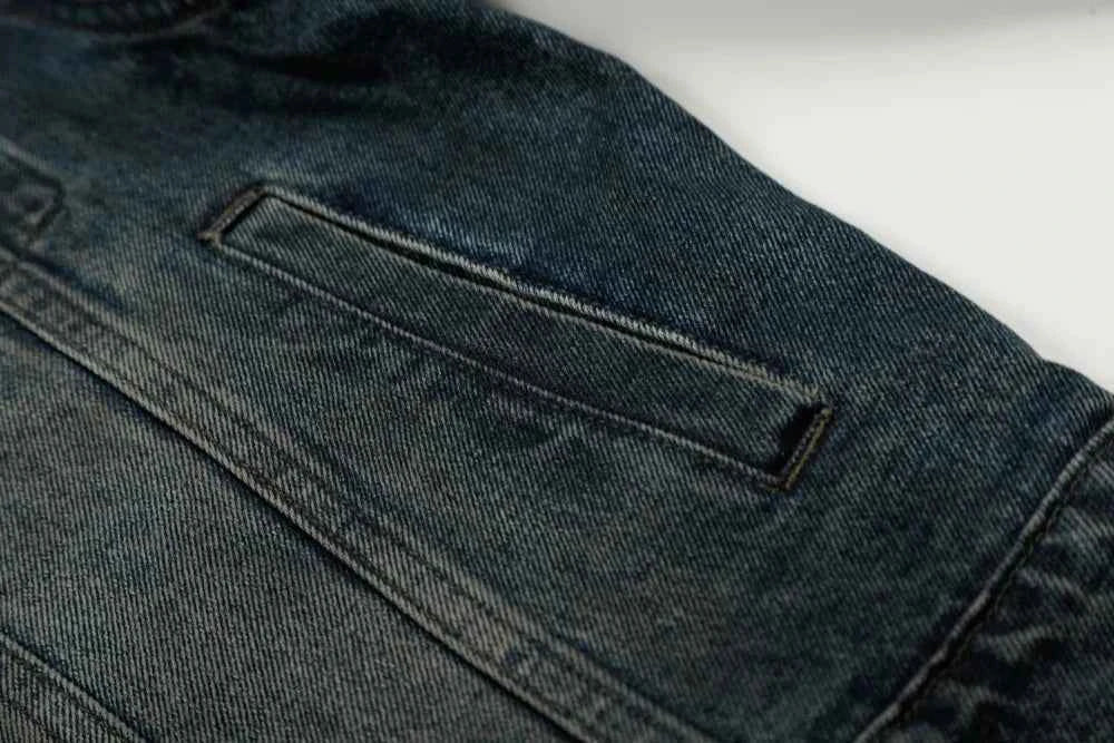 Y2K Distressed Single Breasted Washed Denim Jacket