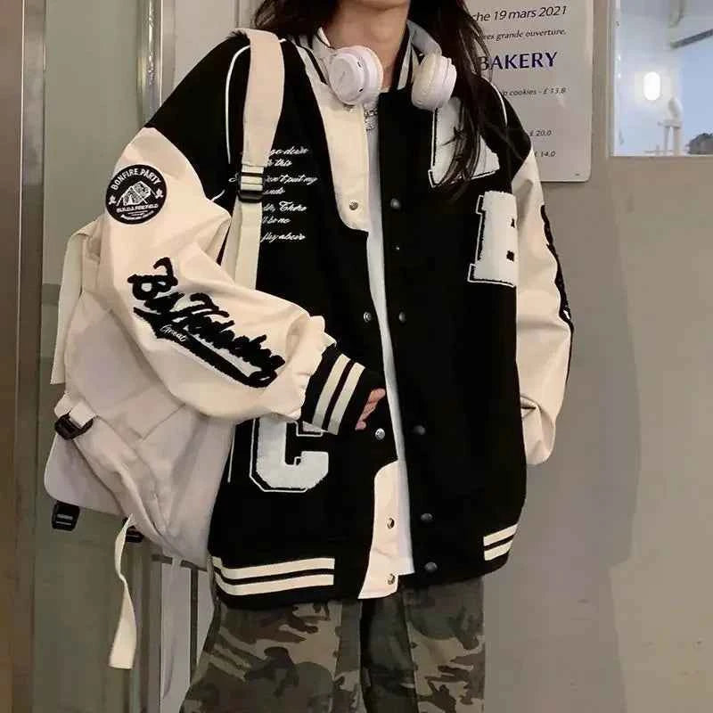 Y2K Women Vintage Oversized Varsity Jacket