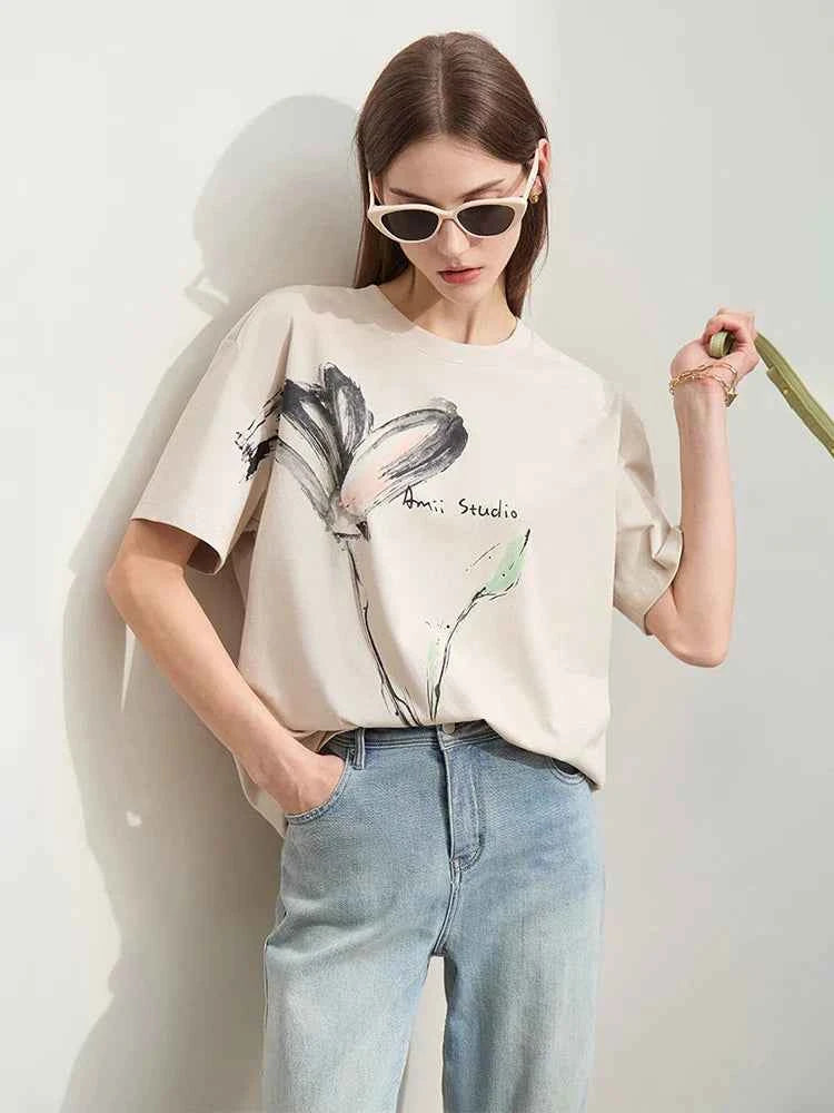 Ink Art Print Minimalist Summer T-Shirt