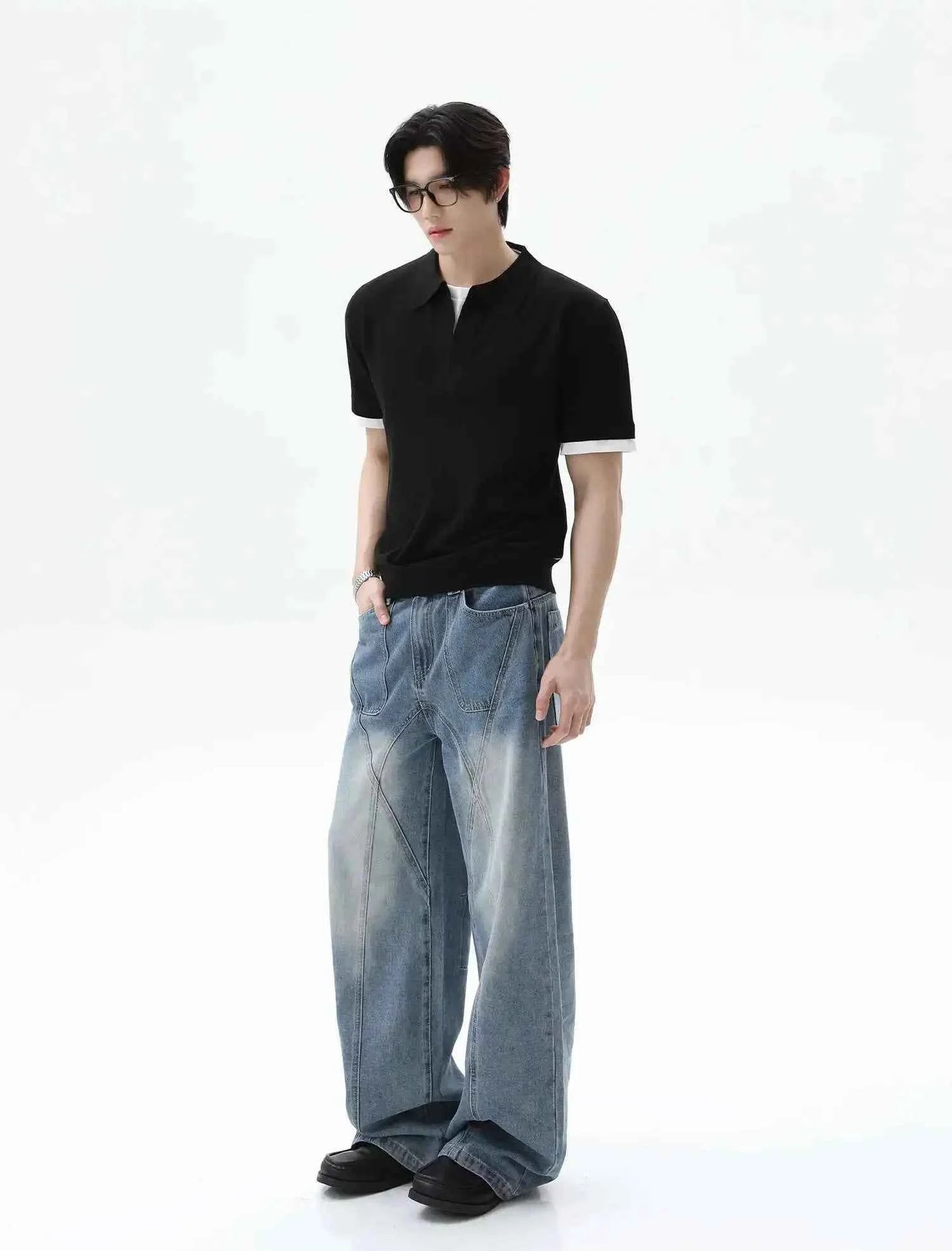 Cleanfit Lapel Contrast Color Casual Polo T-Shirt
