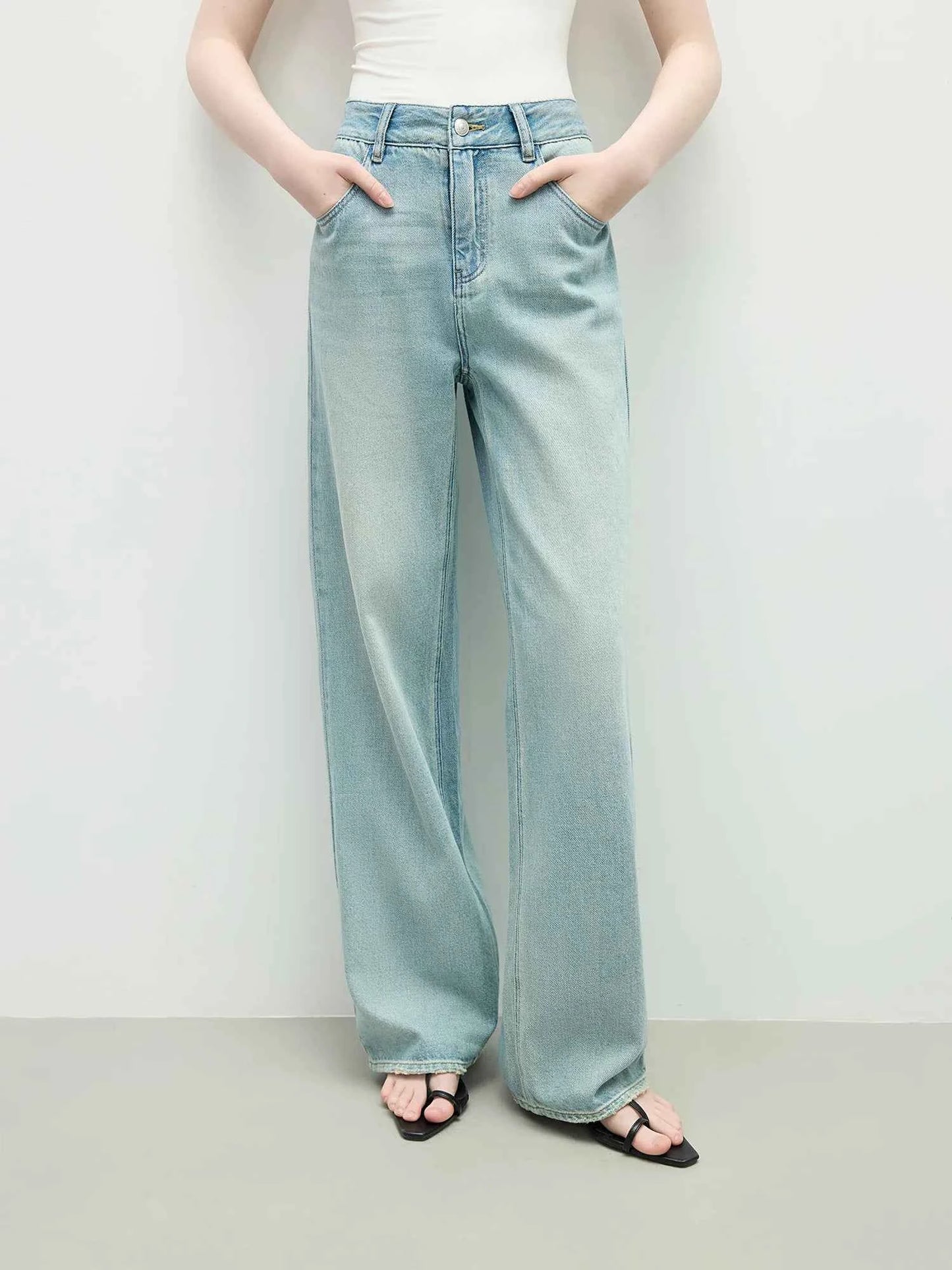 High Waist Distressed Slim Fit Jeans