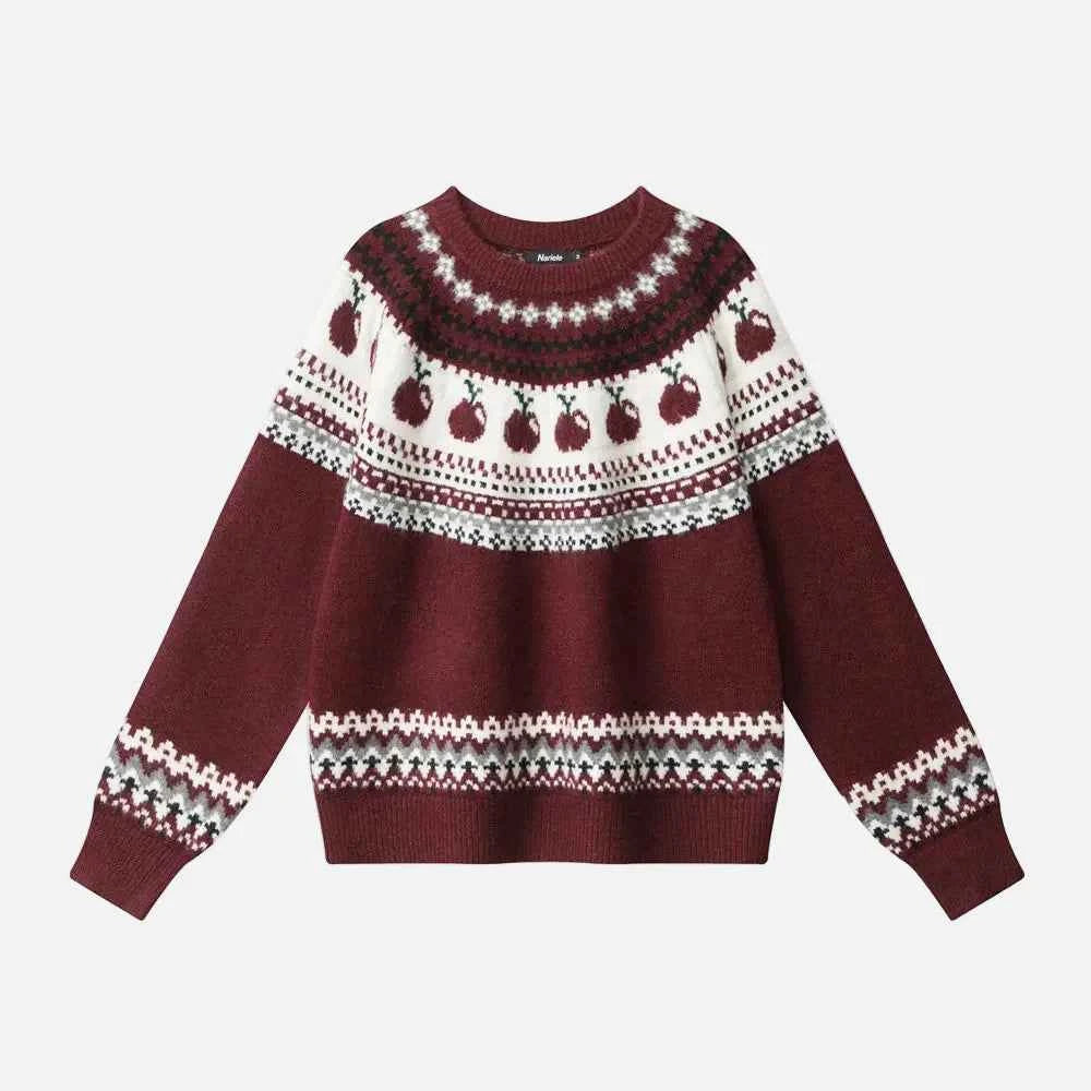 Cozy Soft Fair Isle Knitted Crewneck Sweater